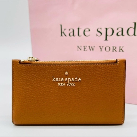 Kate Spade Leila Small Slim Bifold Wallet Brown/Gold - Picture 5 of 7